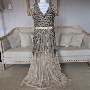 Adrianna Papell beaded v-neck gown